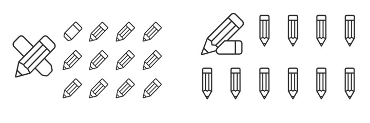 Poster - Sketching tools arranged in various patterns on a clean background showing creativity and design in art