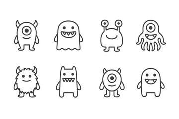 Poster - Colorful collection of cute monster characters displayed in a playful arrangement for children's enjoyment and creativity