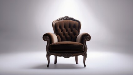 Poster - A single classic armchair is positioned in front of a plain white background.