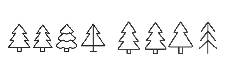 Poster - Various tree silhouettes displayed in a simple and artistic manner suitable for design inspiration or nature themes