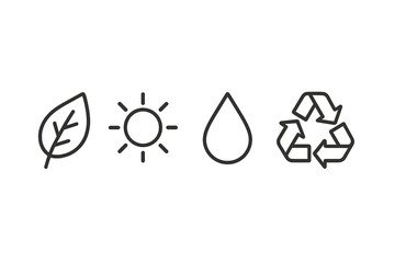 Poster - Symbols representing nature, sustainability, and environmental conservation in a minimalistic design