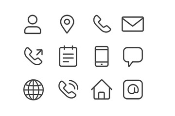 Aufkleber - Icons representing communication methods and digital interaction designed for user interface applications and modern technology landscapes