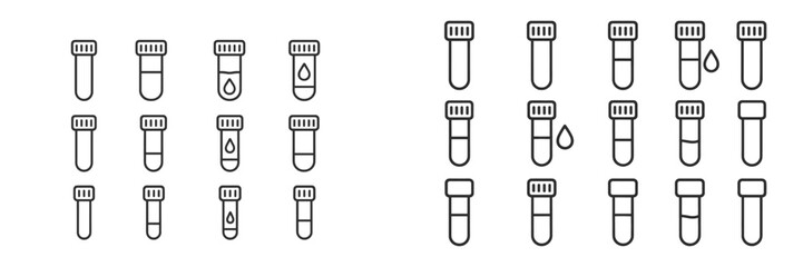 Poster - Collection of laboratory test tubes arranged in a grid showing various states and conditions of liquid at a research facility