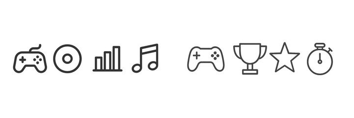 Poster - Iconic imagery of gaming elements including controllers, trophies, and soundwaves representing the world of video games