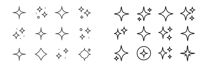 Leinwandbilder - Collection of various star illustrations in simple line art style for graphic design projects