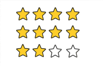 Aufkleber - Rating stars illustration showing customer feedback with yellow and empty stars for evaluation purposes