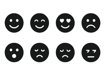 Aufkleber - Various smiley faces depicting different emotions arranged in a grid pattern on a simple background