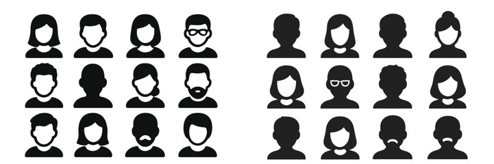 Leinwandbilder - Diverse collection of minimalist human avatars representing various professions and styles in a grid layout