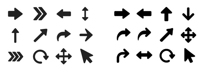 Aufkleber - Collection of directional arrows and symbols displayed on a plain background for graphic design or layout purposes