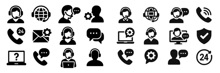 Leinwandbilder - Customer service icons representing support roles in a modern digital environment with various communication tools