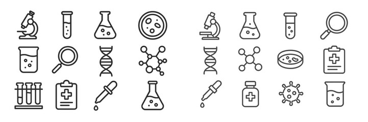 Aufkleber - Various science icons representing biology and chemistry in a minimalist style for educational purposes