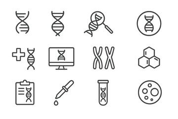 Poster - Illustration of DNA symbols showcasing research, analysis, and molecular biology concepts in a minimalist design