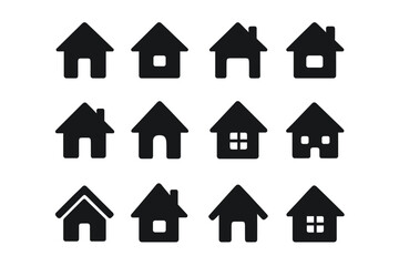 Aufkleber - Various simple house icons arranged in a grid design suitable for graphic projects and illustrations