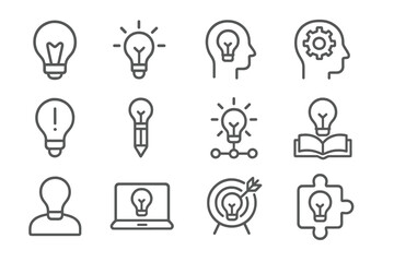 Leinwandbilder - Creative light bulb icons represent ideas and innovation in a minimalist design for digital or print use