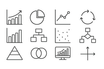 Poster - Collection of business and data visualization icons in minimalist design style