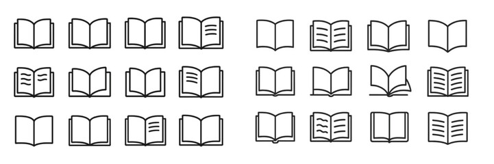 Aufkleber - Collection of open and closed book illustrations in a minimalist style, suitable for various design projects
