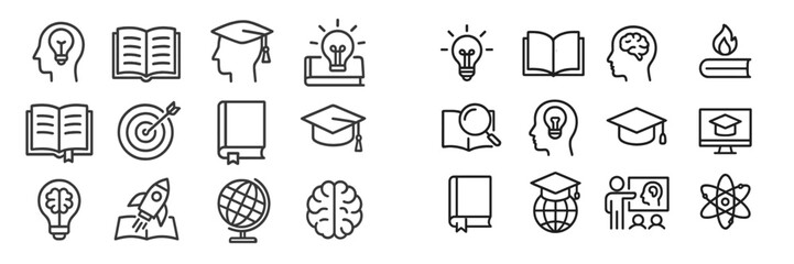Poster - Icons representing education, learning, and knowledge in a diverse and engaging visual layout for creative projects