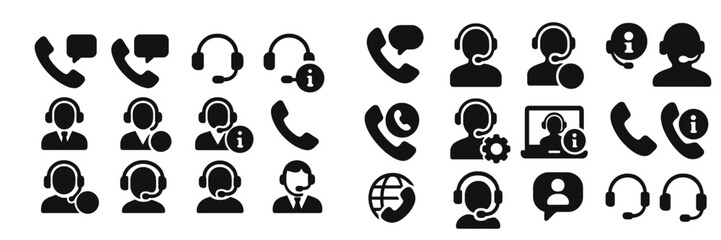 Leinwandbilder - Diverse set of customer service icons representing various communication methods and support roles
