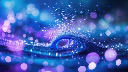 Poster - Abstract background beneath the sea with glitter overlay and textures. Aqua, blue, and turquoise hues. Defocused image.