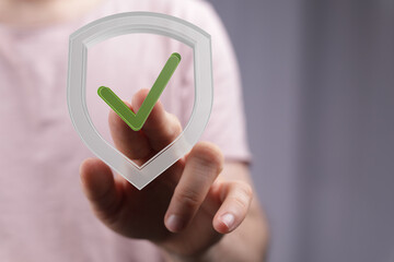 Aufkleber - Cybersecurity, data privacy, digital shield, online safety, verified access, secure system, approved, protection, safety, checkmark, secure.