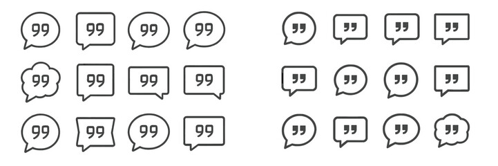 Aufkleber - Collection of speech bubbles with varying design styles featuring numbers and quotation marks on a neutral background