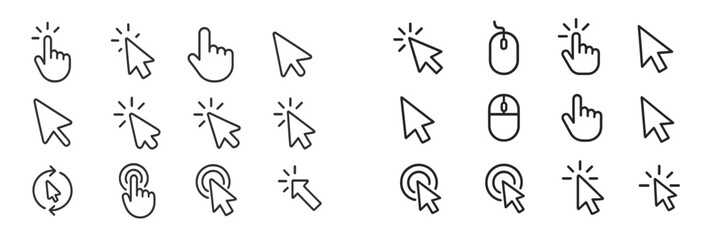 Aufkleber - Collection of hand-drawn cursor icons depicting various click and selection actions in a digital environment