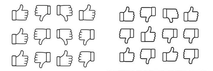 Aufkleber - Different hand symbols display positive and negative reactions, showcasing emotions in a minimalist style, perfect for digital communication