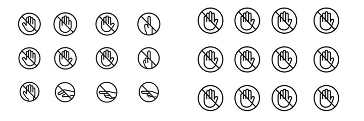 Aufkleber - Hand symbol variations displayed in a grid format, showcasing different gestures and meanings in simple outline style