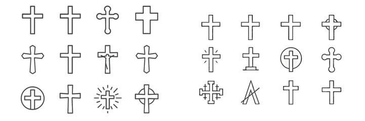Aufkleber - Various designs of crosses featuring intricate patterns and forms, suitable for religious and decorative purposes