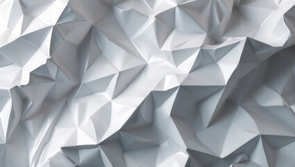 Poster - Abstract white 3D render with geometric triangular background.