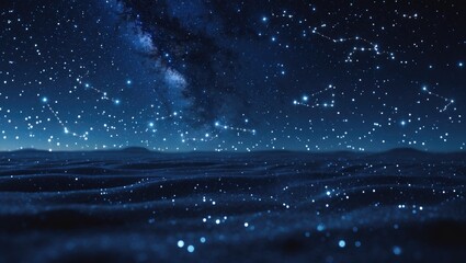Poster - Background of night sky with many stars, displaying a multitude of celestial bodies across the darkened sky.