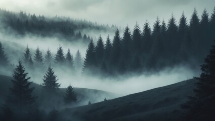 Poster - A pale grey gradient subtly indicates the gentle transition from dawn to daylight, where soft hues merge smoothly into each other, evoking a tranquil stillness akin to a morning mist rolling.