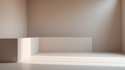 Poster - Clean, white platform with a light shadow on a white wall, providing a minimalist and contemporary background for product advertising photography.