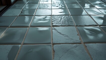 Poster - An abstract grid pattern featuring varied textured tiles, perfect for contemporary architecture.