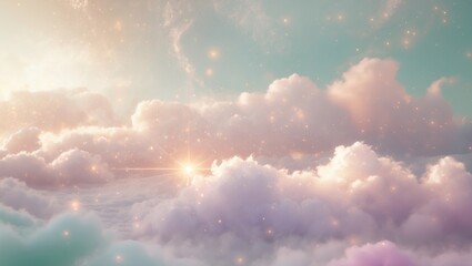 Poster - Background with a soft pastel color palette for seasonal design themes, showcasing reflections of light and color on a natural background.