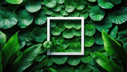 Wall Mural - exotic close-up of tropical botanical background featuring fresh green round leaves and plant foliag