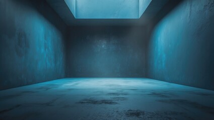 Poster - Abstract wall studio room with a blue background designed for product display.