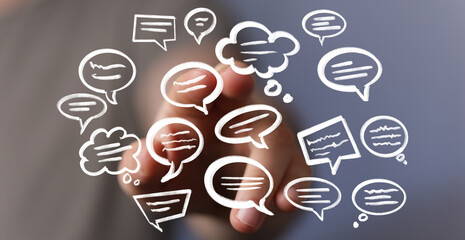 Poster - Abstract image of speech bubbles symbolizing communication, conversation, and ideas.