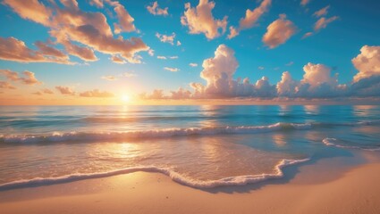 Wall Mural - stunning cloudscape above the ocean during sunrise shot