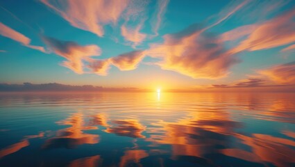 Wall Mural - sky during sunset with water reflections in the background.
