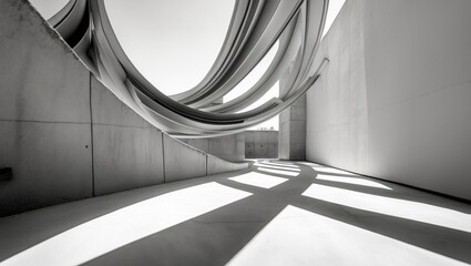Poster - Architecture details of Modern Building featuring Concrete Bias columns and space perspective with an Abstract background.