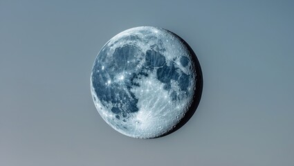 Wall Mural - against a white background, a photorealistic moon floats in space.