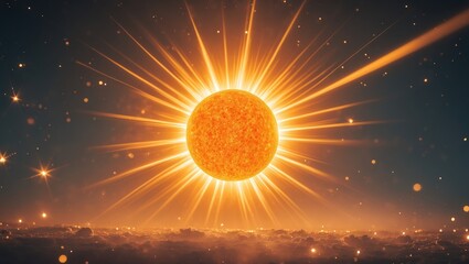 Aufkleber - Golden sunbeam sunlight beam sunshine sunset bright. Isolated yellow light rays animation. Shine or sun effect on black screen background. Glitter, shiny, bright, flare. Orange sunrays, bokeh.