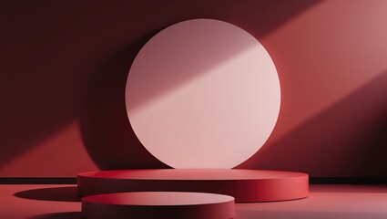 Poster - Abstract minimal scene featuring geometrical forms to showcase cosmetic products.