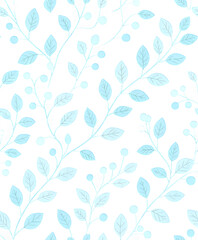 Naklejka na meble Sky Blue Floral Pattern on Transparent, Elegant Design Element