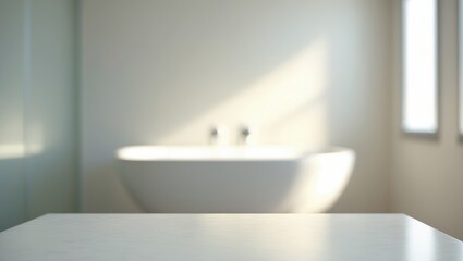Poster - Bathroom Background With Table Top Blur featuring a softened backdrop and a blurred surface.