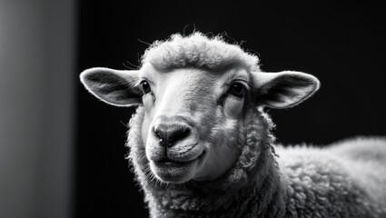 Wall Mural - Closeup of a Baby Sheep With Wool Head and Face
