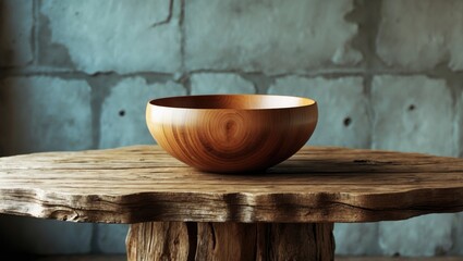 Poster - an empty red clay plate sits on a wooden table, with space available for copying.