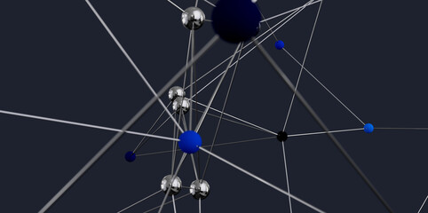 Poster - High-quality 3D render of an abstract network. Ideal for tech, connection, and communication concepts.
