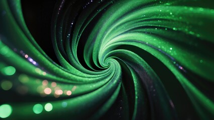 Poster - Abstract green background with spirals and galaxy.